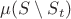 $\mu(S \setminus S_t)$