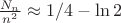 $ \frac{N_n}{n^2} \approx 1/4 - \ln 2$