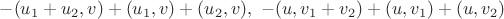 $-(u_1+u_2,v)+(u_1,v)+(u_2,v),\ -(u,v_1+v_2) + (u,v_1) + (u,v_2)\ $
