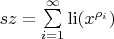 $sz ={\sum\limits_{i=1}^{\infty} \operatorname{li}(x^{\rho_i})$