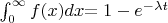 $$$\int_{0}^{\infty} f(x) dx$$=1-e^{-\lambda t}$