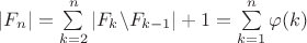 $|F_n|=\sum\limits_{k=2}^{n}|F_k \backslash F_{k-1}|+1=\sum\limits_{k=1}^{n}\varphi(k)$