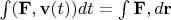 $\int (\mathbf{F},\mathbf{v}(t))dt=\int \mathbf{F},d\mathbf{r}$
