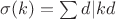 $\sigma (k) = \sum\limits{d|k} d$