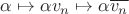 $\alpha\mapsto\alpha v_n\mapsto \alpha\overline{v_n}$