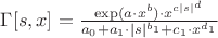 $\Gamma[s,x]=\frac{\exp(a\cdot x^b)\cdot x^{c|s|^d}}{a_0+a_1\cdot |s|^{b_1}+c_1\cdot x^{d_1}}$