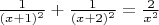 $\frac1{(x+1)^2}+\frac1{(x+2)^2}=\frac2{x^2}$