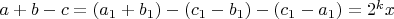 $a+b-c=( a_1+b_1)-( c_1-b_1)-( c_1-a_1) = 2^kx$