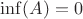 $\inf(A) = 0$