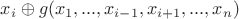 $x_i\oplus g(x_1,...,x_{i-1},x_{i+1},...,x_n)$