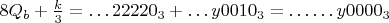 $8Q_b+\frac k3=\dots 22220_3+\dots y0010_3=\dots \dots y0000_3$