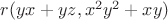 $r(yx+yz,x^2y^2+xy)$
