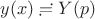 $y(x)\risingdotseq Y(p)$