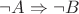 $\lnot A \Rightarrow \lnot B$