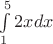 $\int\limits_{1}^{5}2xdx$