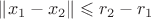$\left\lVert x_1-x_2\right\rVert\leqslant r_2-r_1$