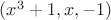 $(x^3+1,x,-1)$