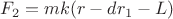 $F_{2}= m k (r-dr_{1}-L)$
