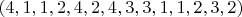 $(4,1,1,2,4,2,4,3,3,1,1,2,3,2)$