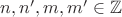 $n,n',m,m'\in\mathbb Z$