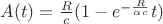 $A(t)=\frac{R}{c}(1-e^{-\frac{R}{\alpha c}}t)$