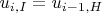 $u_{i, I} = u_{i-1, H}$