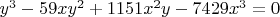 $y^3-59xy^2+1151x^2y-7429x^3=0$