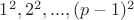 $1^2, 2^2, ..., (p-1)^2$