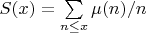 $S(x)=\sum\limits_{n \leq x} {\mu(n)/n}$