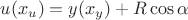 $u(x_u)=y(x_y)+R\cos \alpha $
