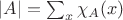 $|A| = \sum_x \chi_A(x)$