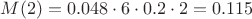 $M(2)=0.048\cdot 6\cdot 0.2\cdot 2=0.115$