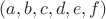 $(a,b,c,d,e,f)$