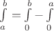 $\int\limits_a^b = \int\limits_0^b-\int\limits_0^a$