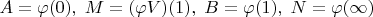 $A = \varphi(0),\; M = (\varphi V)(1),\; B = \varphi(1),\; N = \varphi(\infty)$