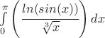 $\int\limits_0^\pi \left(\cfrac{ln(sin(x))}{\sqrt[3]{x}}\right)  dx$