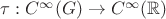 $\tau :C^{\infty}(G)\to C^{\infty}(\mathbb{R})$ $\tau :C^{\infty}(G)\to C^{\infty}(\mathbb{R})$