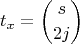 $$t_x=\binom{s}{2j}$$