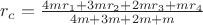 $r_c=\frac {4mr_1+3mr_2+2mr_3+mr_4}{4m+3m+2m+m}