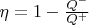 $\eta = 1 - \frac{Q^-}{Q^+}$