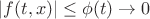 $|f(t,x)|\le \phi(t)\to 0$