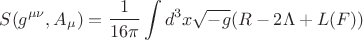 $$S(g^{\mu\nu}, A_{\mu})=\frac{1}{16\pi}\int d^3x\sqrt{-g}(R-2\Lambda+L(F))$$