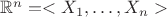 $\mathbb{R}^n = <X_1, \ldots, X_n>$