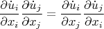 \[
\frac{{\partial \dot u_i }}
{{\partial x_i }}\frac{{\partial \dot u_j }}
{{\partial x_j }} = \frac{{\partial \dot u_i }}
{{\partial x_j }}\frac{{\partial \dot u_j }}
{{\partial x_i }}
\]