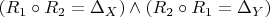$\left(R_1 \circ R_2 = \Delta_X\right) \wedge \left(R_2 \circ R_1 = \Delta_Y\right)$