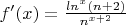 $f'(x)=\frac{ln^x(n+2)}{n^\(x+2\)}$