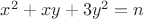 $x^2+xy+3y^2=n$