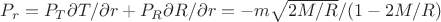 $P_r=P_T\partial T/\partial r+P_R\partial R/\partial r=-m\sqrt{2M/R}/(1-2M/R)$