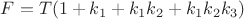 $F = T (1 + k_1 + k_1 k_2 + k_1 k_2 k_3)$