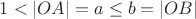 $1<|OA| = a \leq b = |OB|$